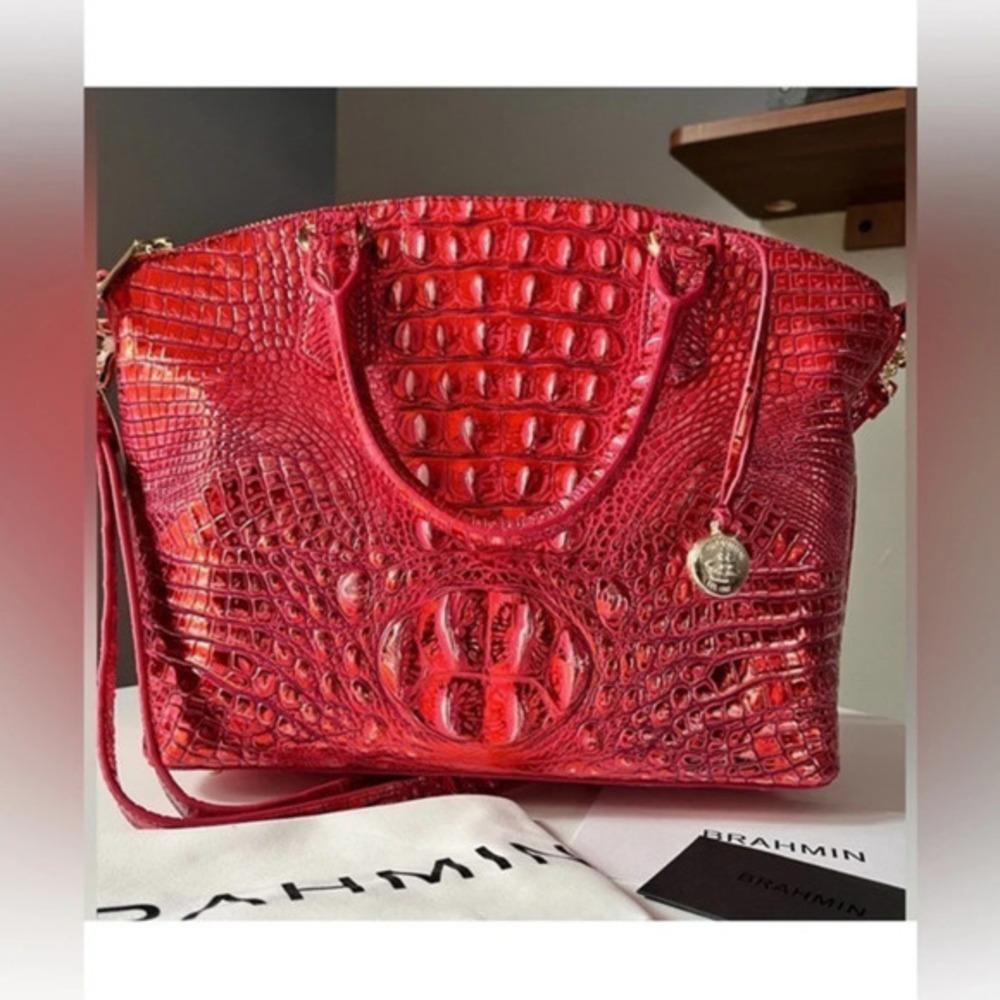 Brahmin Medium Duxbury Satchel Red Dragon Melbourne Leather NWT